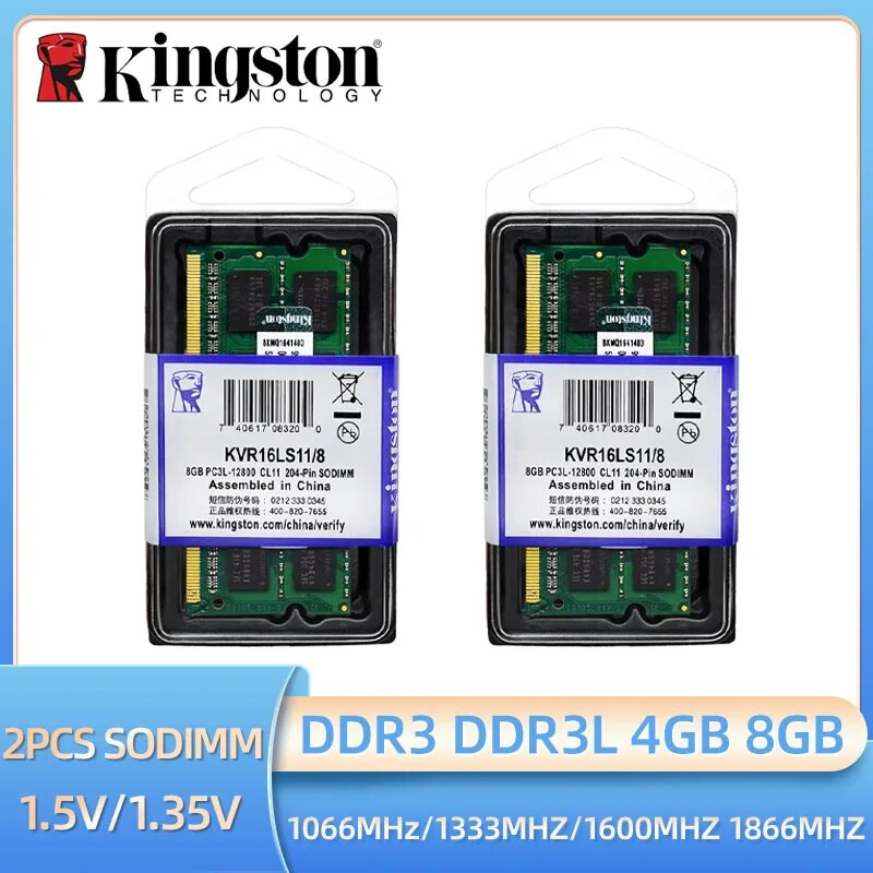Kingston  ä Ʈ , DDR3L, DDR3, 8GB, 4GB, 1066 1333 1600, 1866Mhz, SODIMM, PC3-8500 10600 12800, 2 